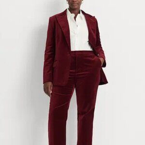 Ralph Lauren Size 4 Burgundy Red Velvet Notch Lapel One-Button Blazer Elegant